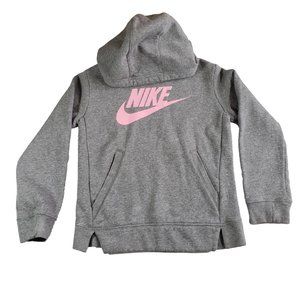 Grey and pink Girls Nike Hooded Sweatshirt